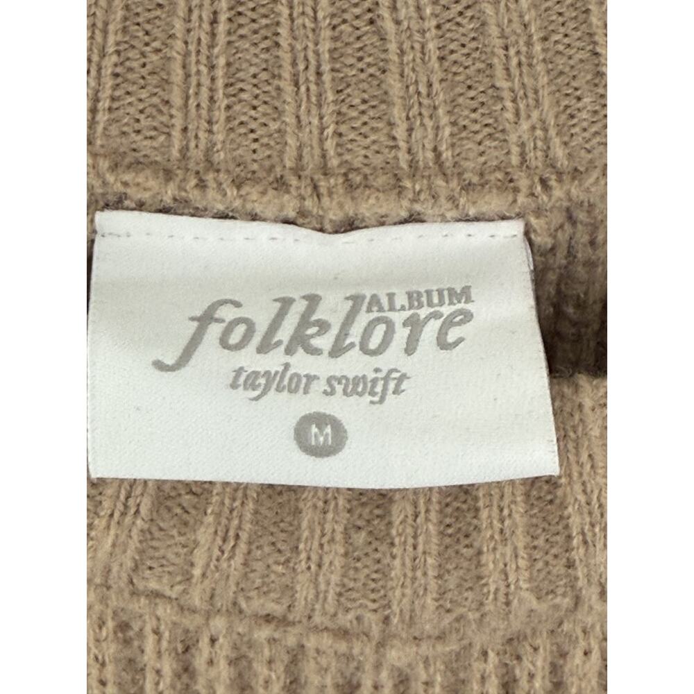 Taylor Swift Folklore Album Chenille Patch Crewneck Sweater Official Merch Beige - Picture 5 of 6